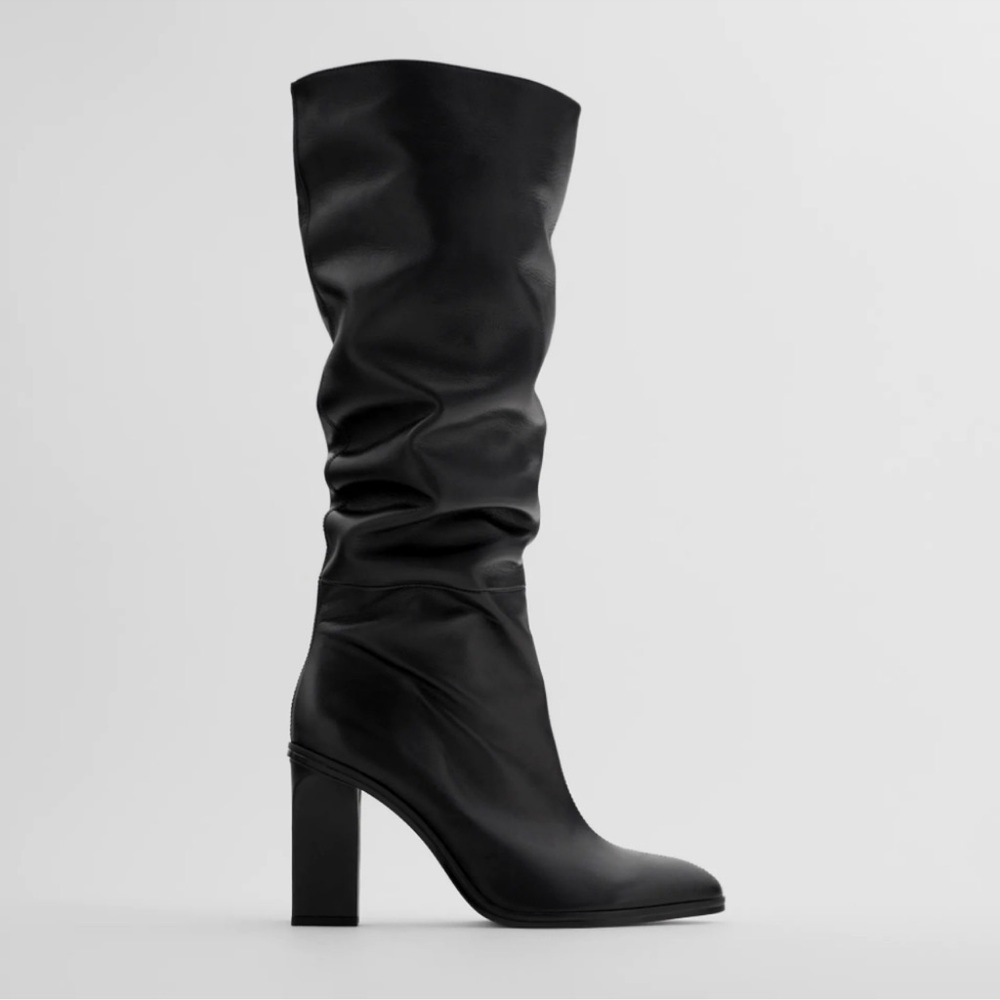 Zara Sleek Black Heeled Boots